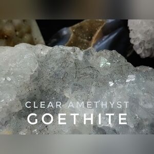 6" Clear Amethyst & Goethite Crystal Cluster